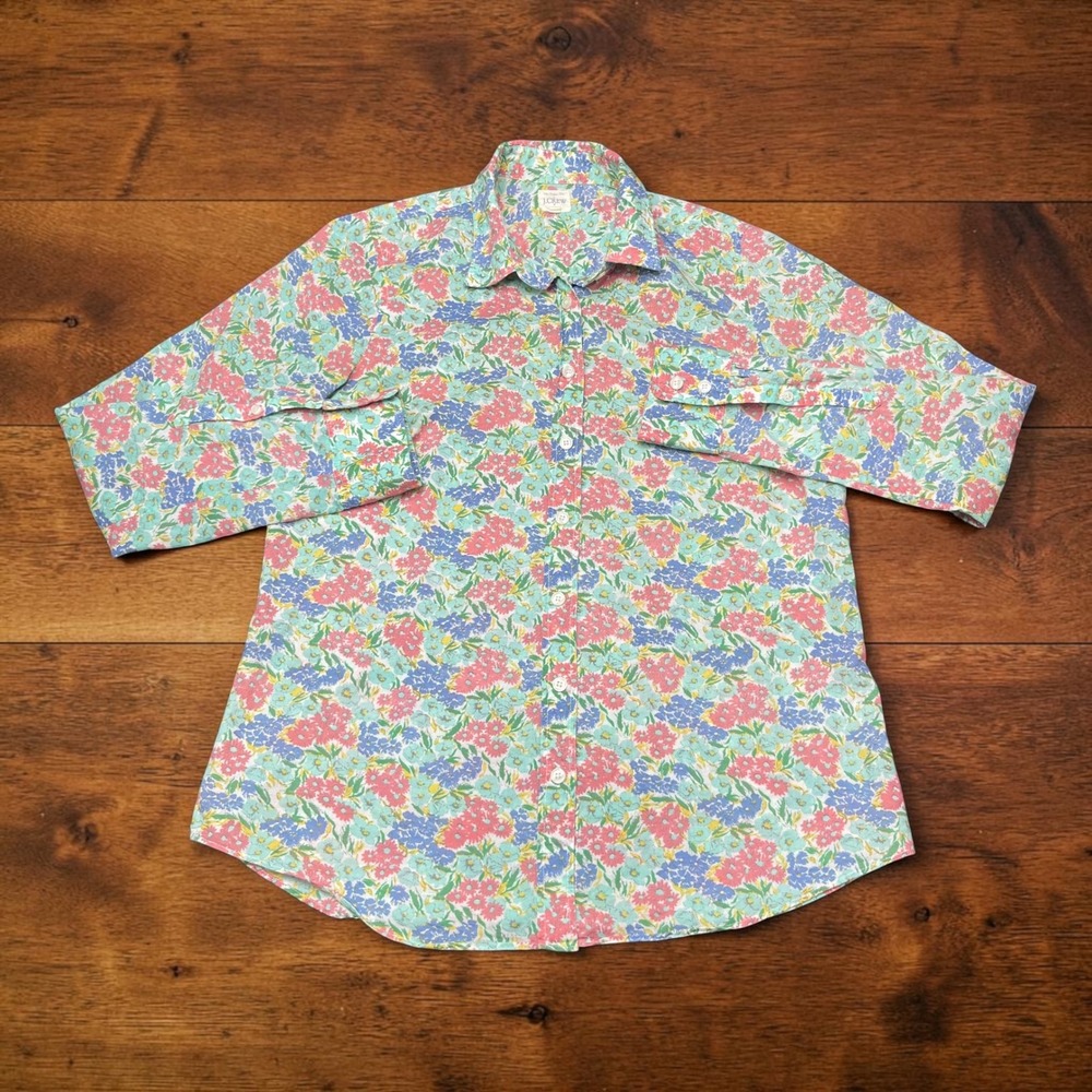 J Crew The Perfect Shirt Womens (M) Floral Button Down Cotton Multi Color Preppy